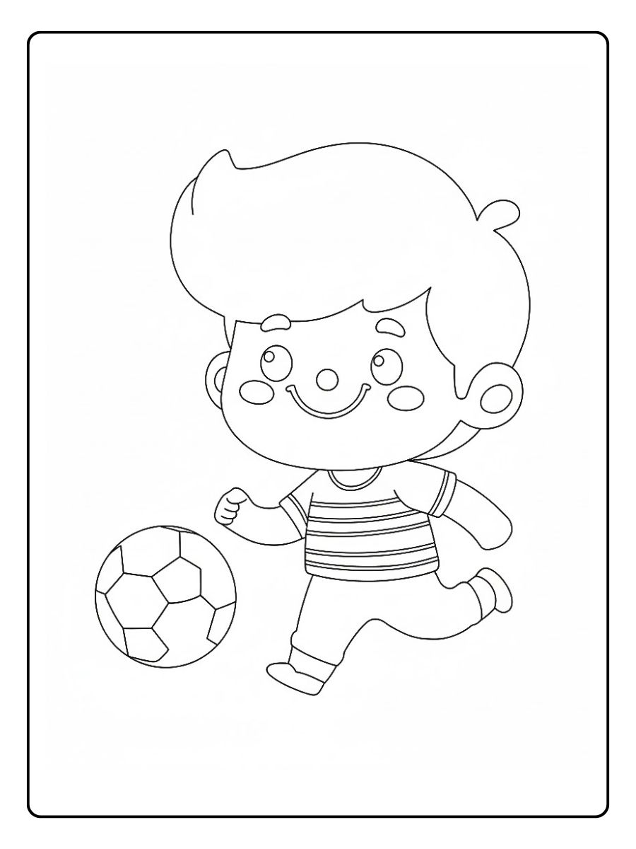Coloriage de footballeurs jeune joueur de football
