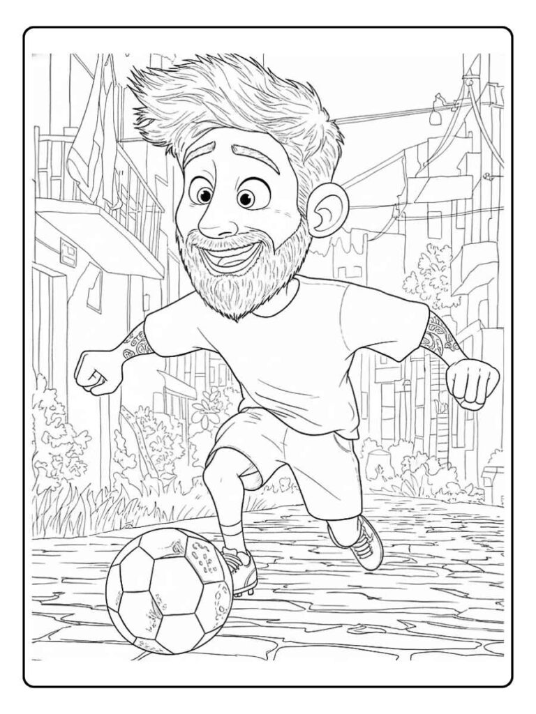 Coloriage Gratuit à Imprimer – Dessins à Colorier PDF & PNG 137 Coloriage de footballeurs joueur courant avec ballon