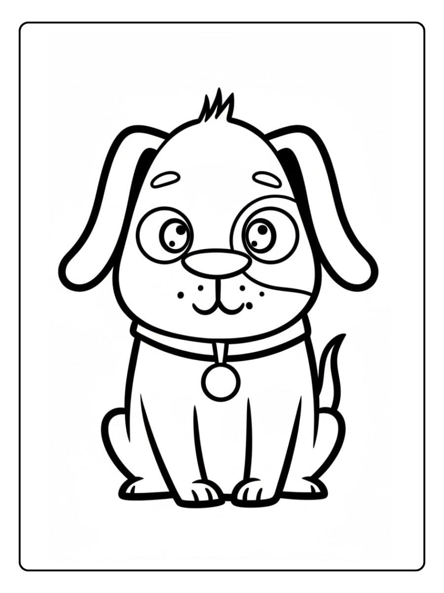 Coloriage d'un chien mignon au trait simple