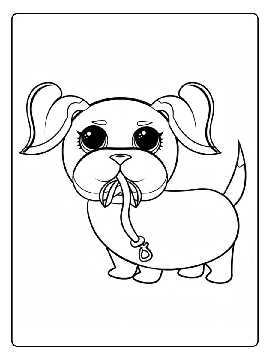 Coloriage d'un chien mignon avec sa laisse