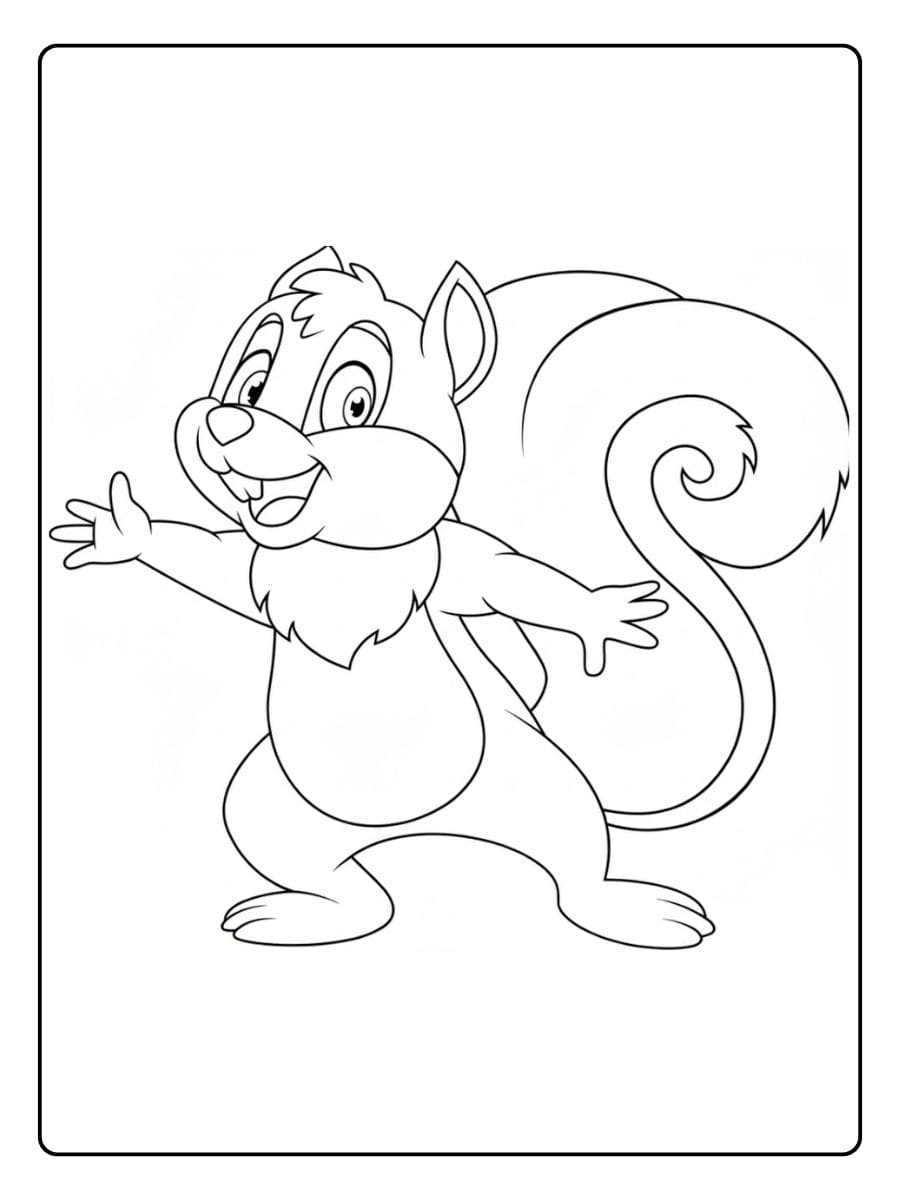 Coloriage écureuil contour