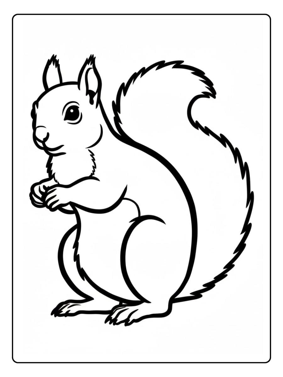 Coloriage écureuil simple et facile