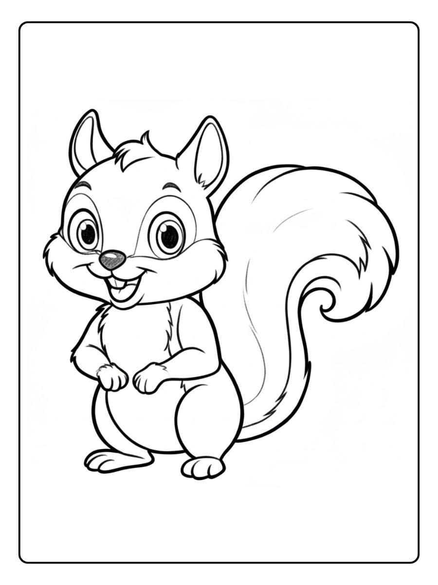Coloriage écureuil souriant Dessin simple pour enfants