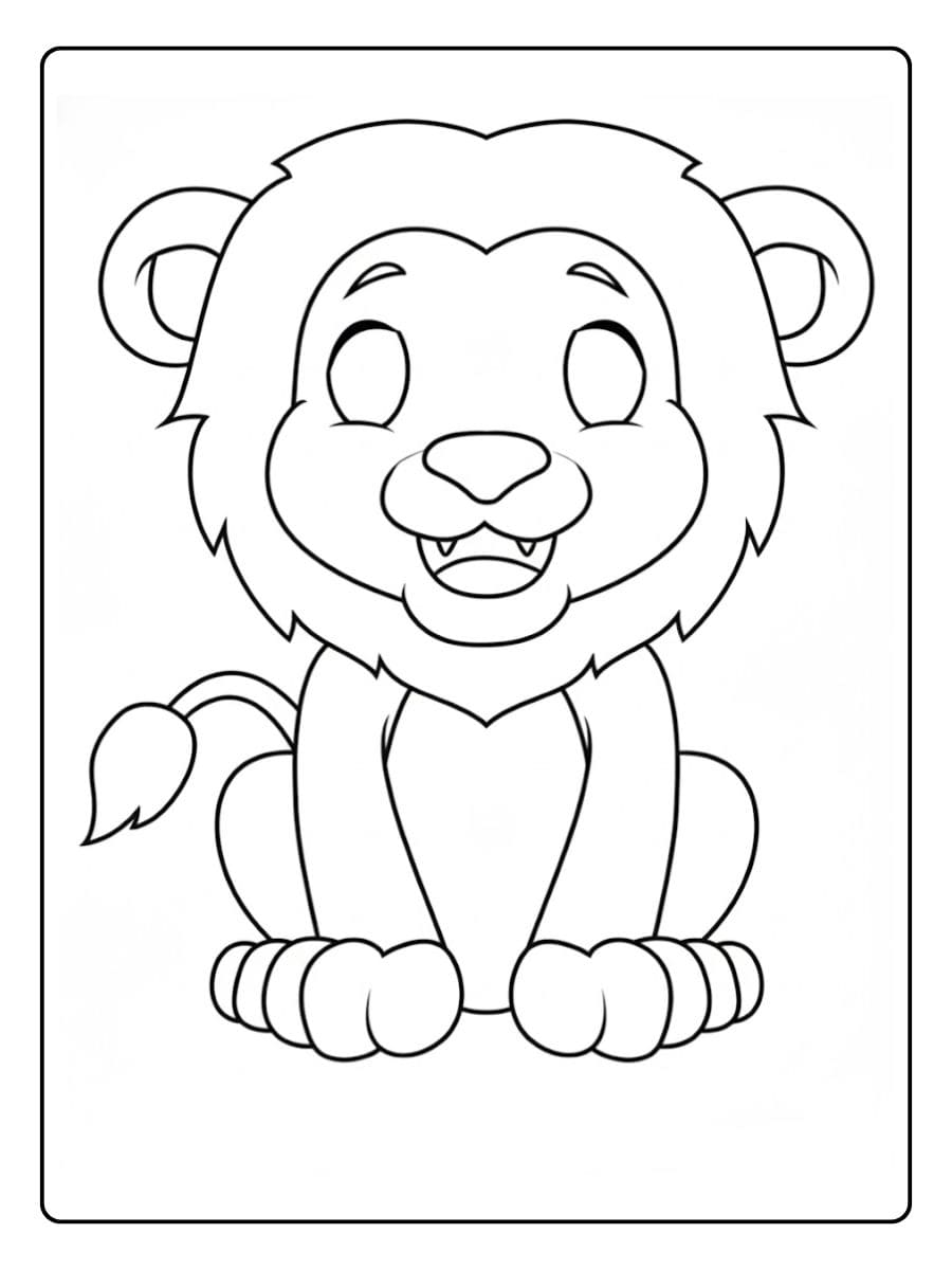 Coloriage lion bébé mignon Dessin au trait simple