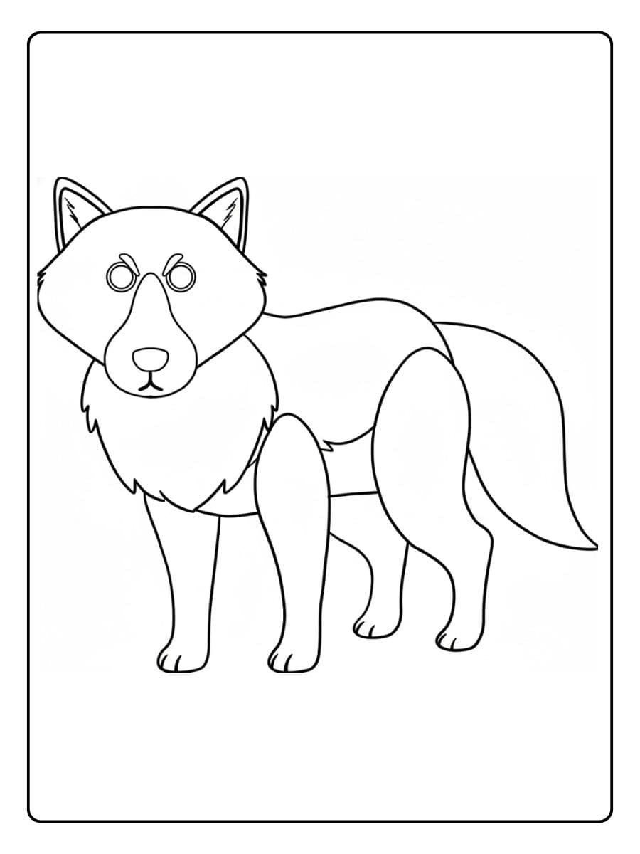Coloriage loup simple, grand format