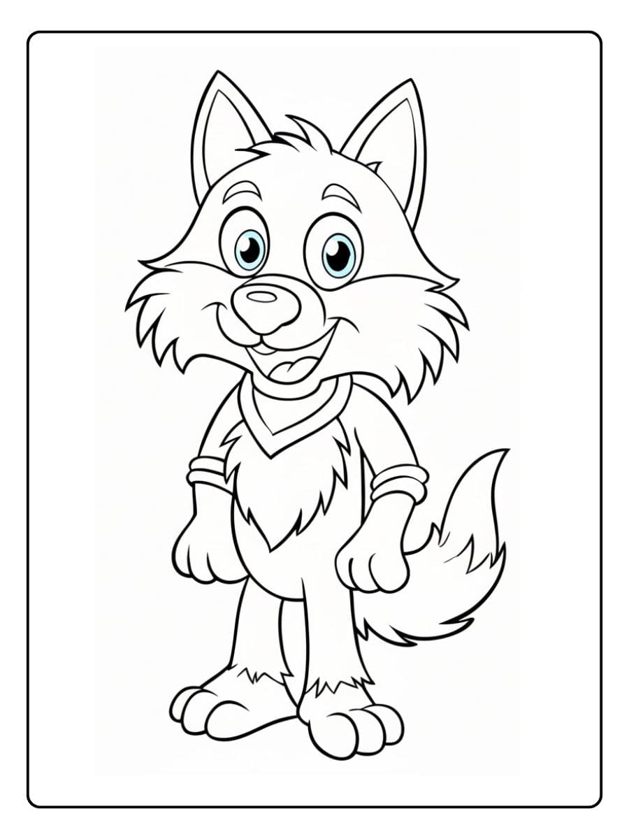 Coloriage loup souriant facile