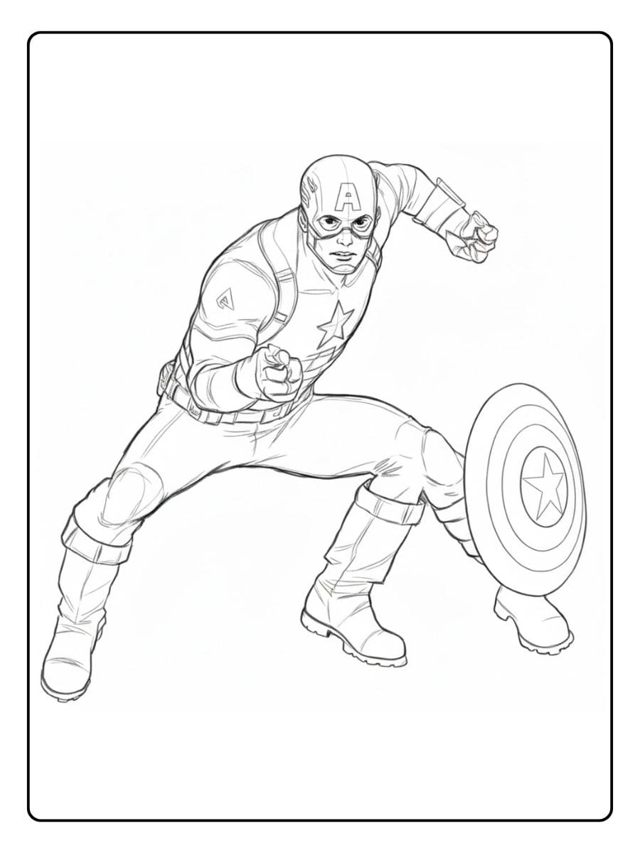 Coloriage marvel simple Captain America