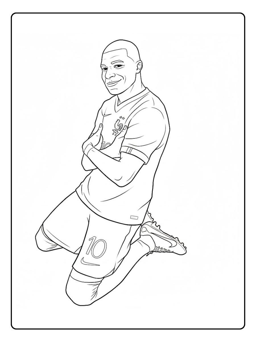 Coloriage mbappe portrait réaliste