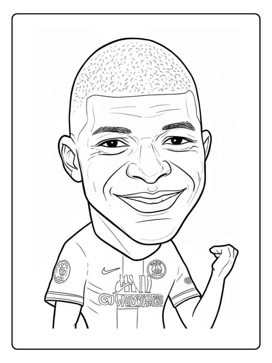 Coloriage mbappe portrait stylisé