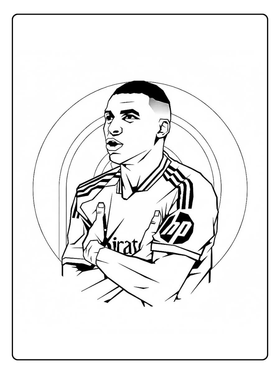 Coloriage mbappe saut de victoire