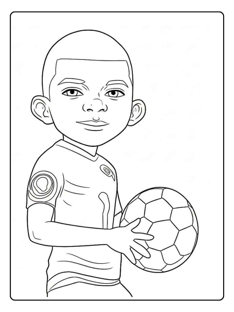 Coloriage mbappe tenant le ballon
