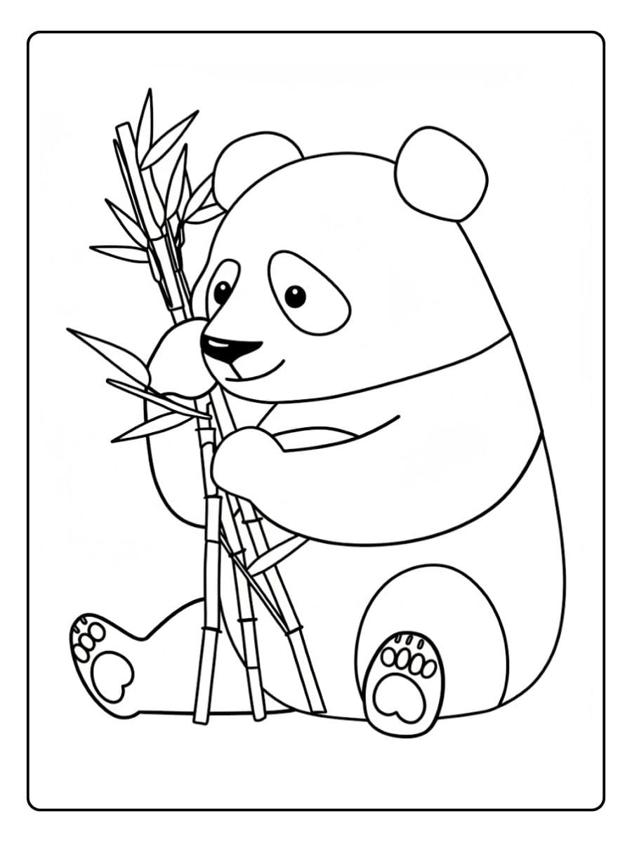 Coloriage panda mignon avec