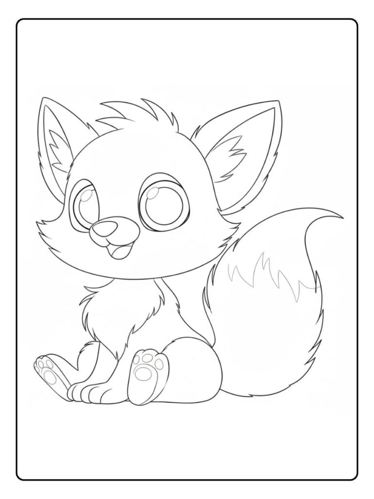 Coloriage Gratuit à Imprimer – Dessins à Colorier PDF & PNG 145 Coloriage renard mignon bébé style contour simple