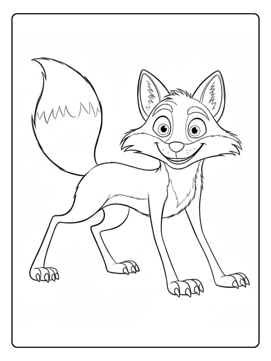 Coloriage renard souriant simple
