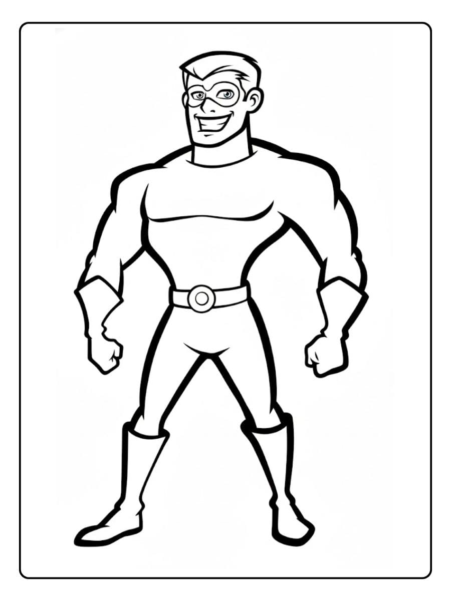 Coloriage super héros musculé style bande dessinée pour enfant