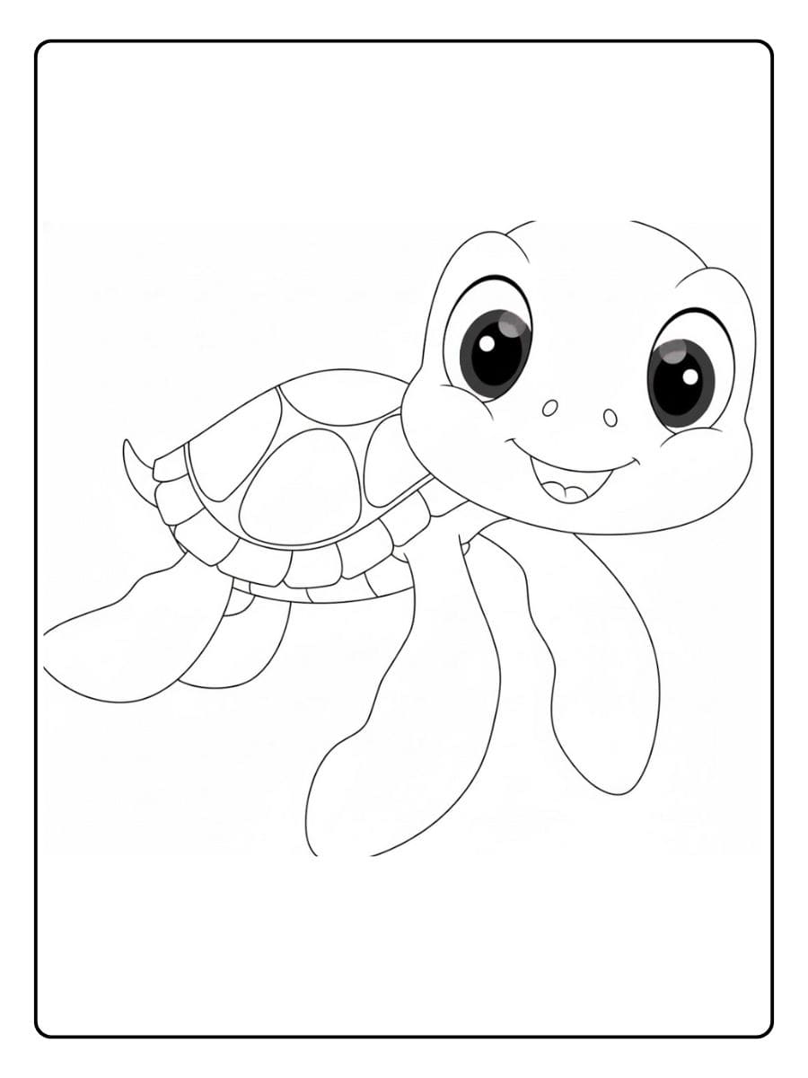Coloriage tortue marine simple pour enfants