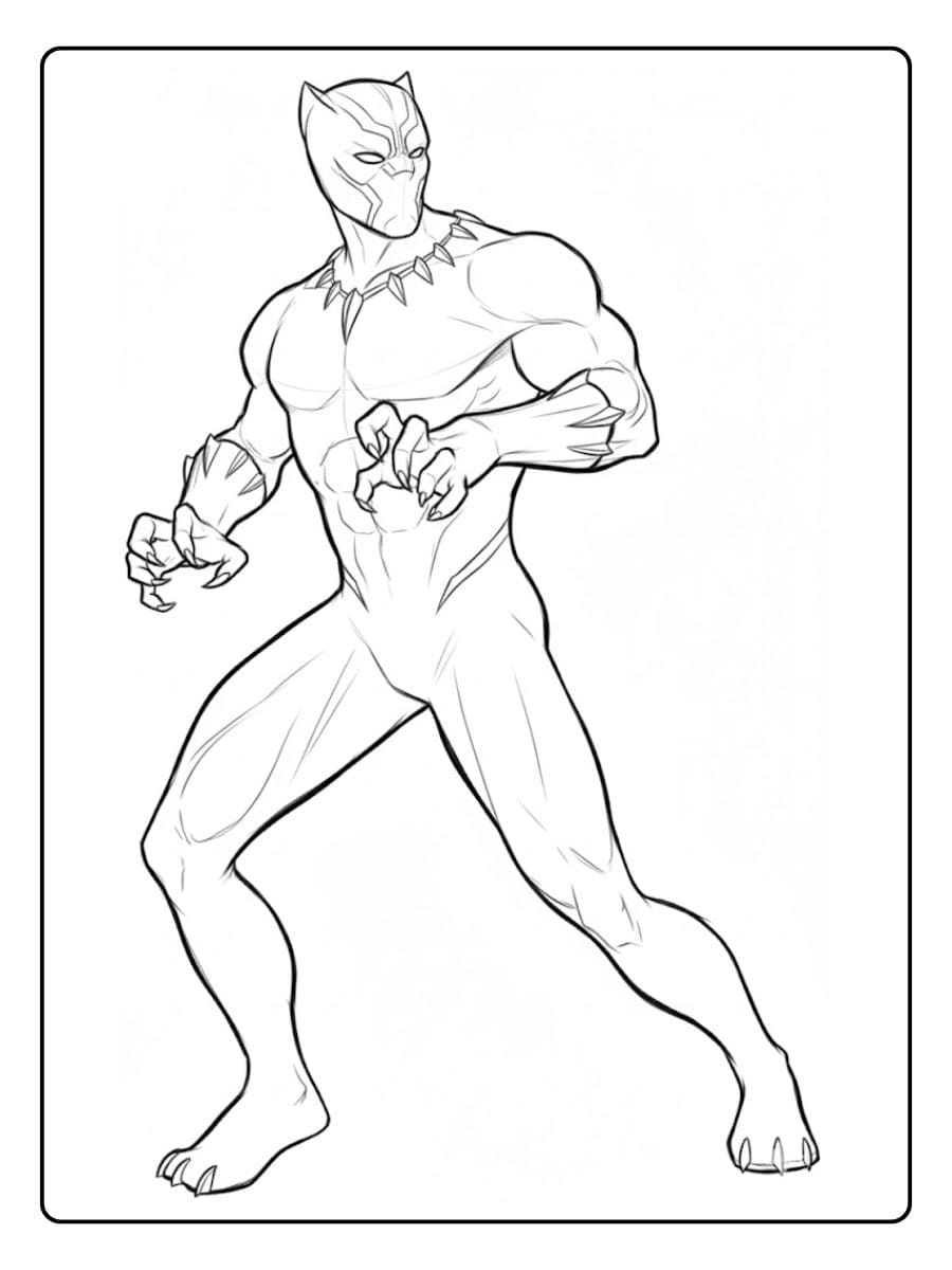 Contour Black Panther Coloriage Facile pour Enfants