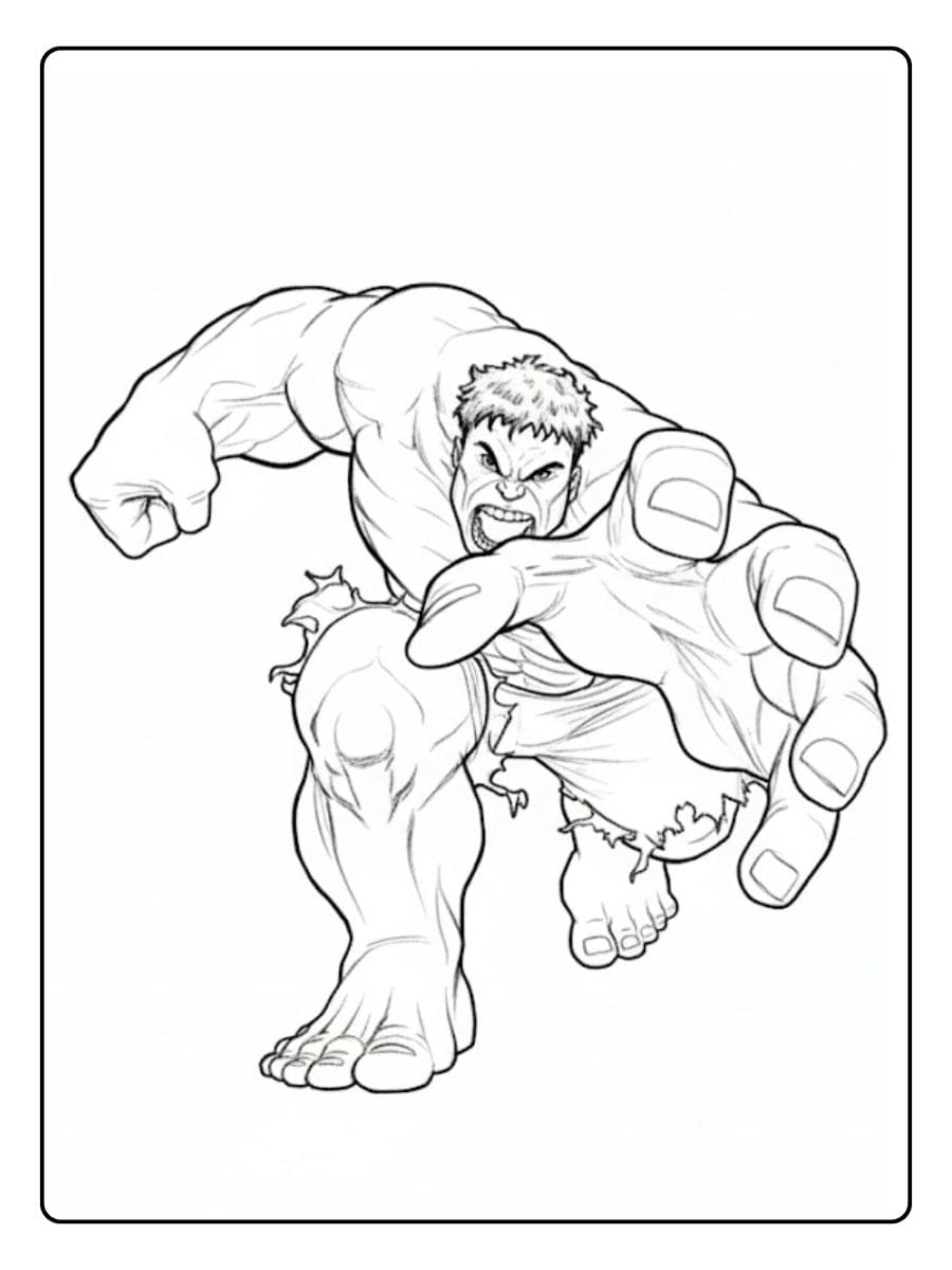 Contour Noir et Blanc Hulk Coloriage Hulk Facile