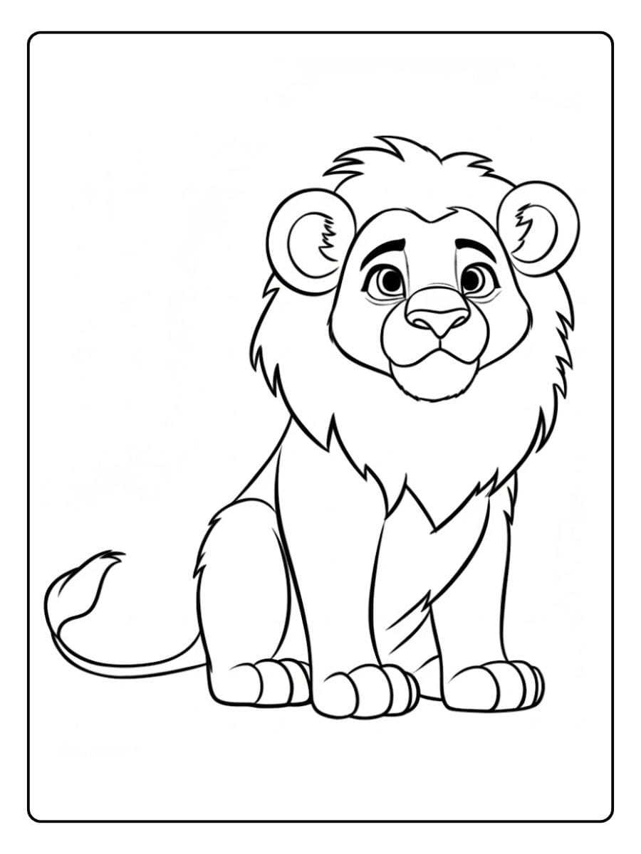 Contour de Lion à Colorier