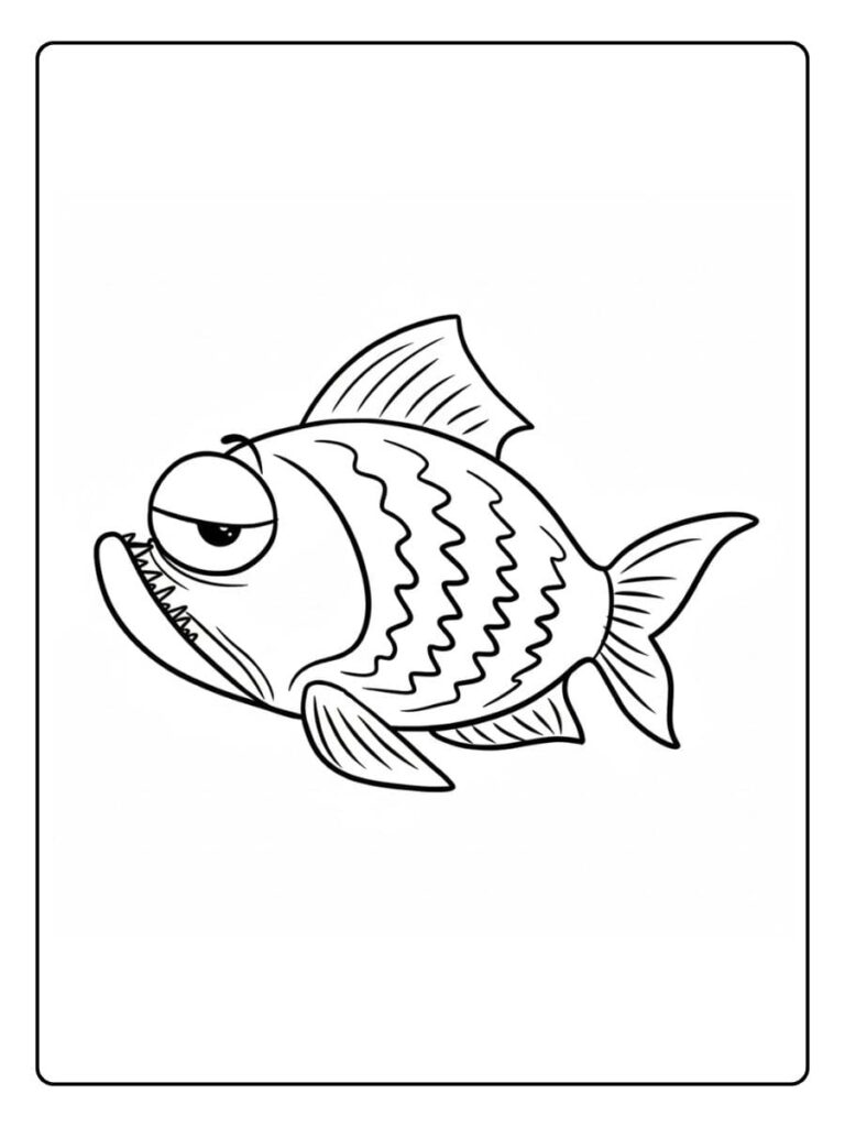 Coloriage Gratuit à Imprimer – Dessins à Colorier PDF & PNG 146 Contour de Poisson Fâché Activité Coloriage