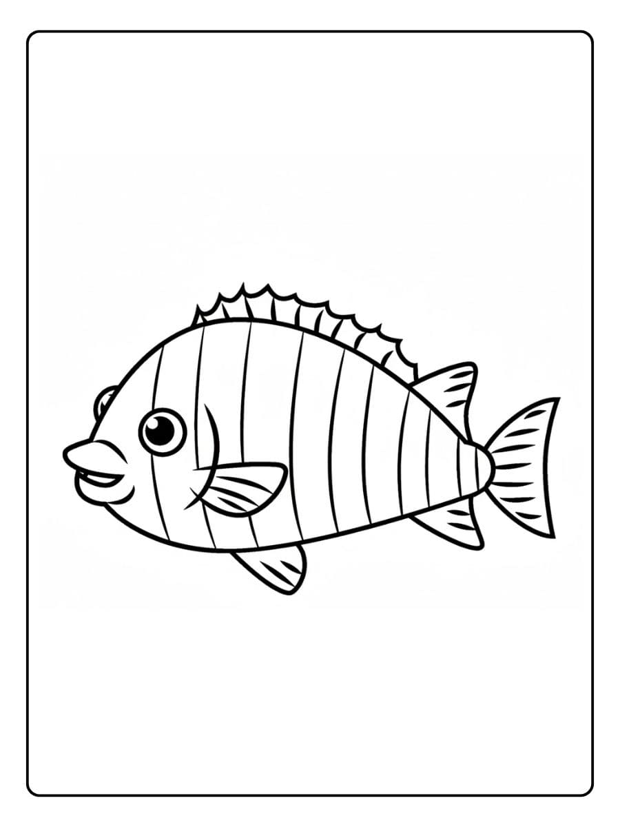 Contour de poisson à colorier