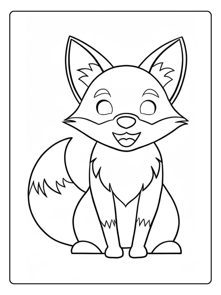 Contour de renard Coloriage renard minimaliste