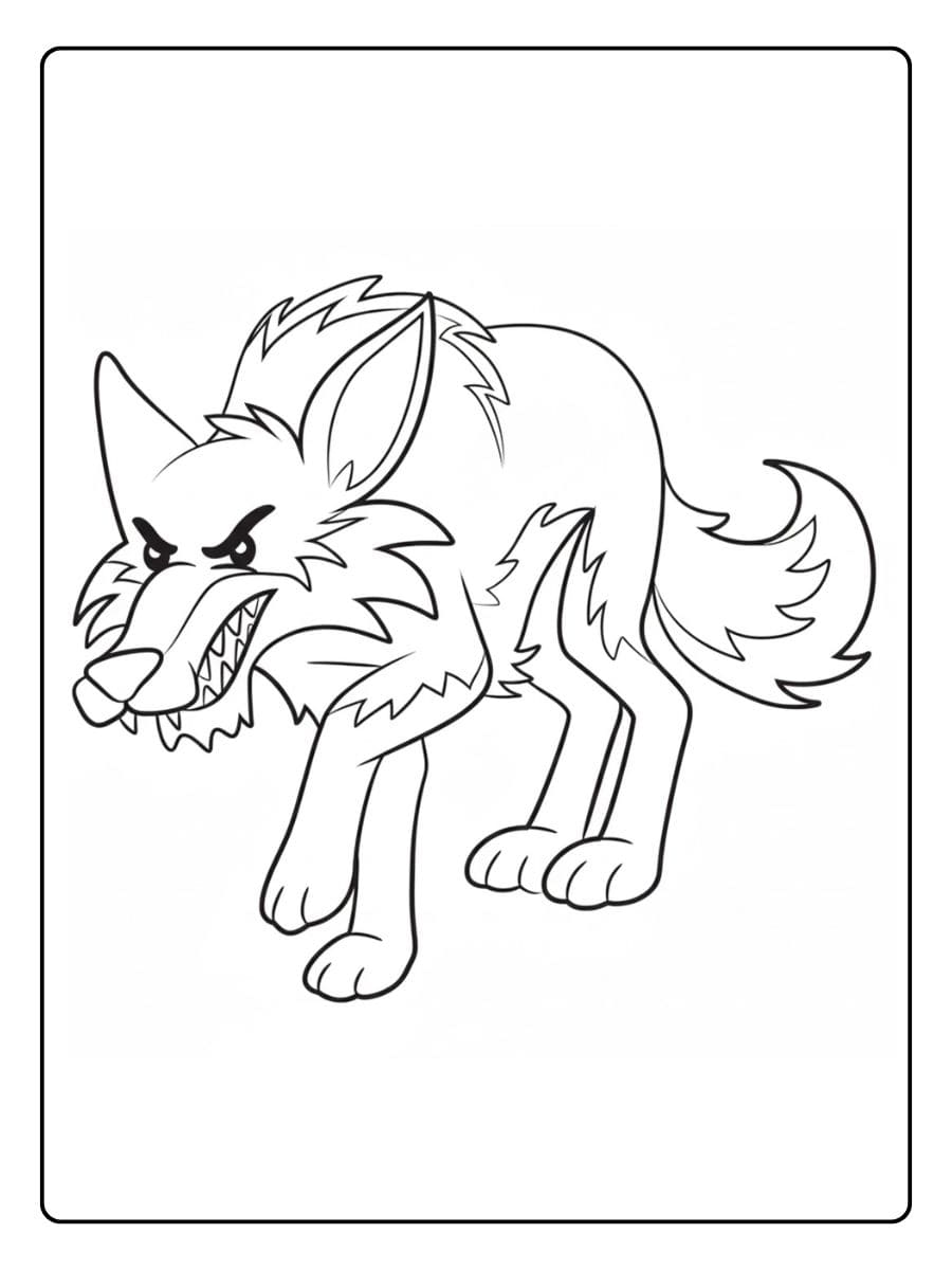 Contour loup en colère à imprimer Coloriage loup
