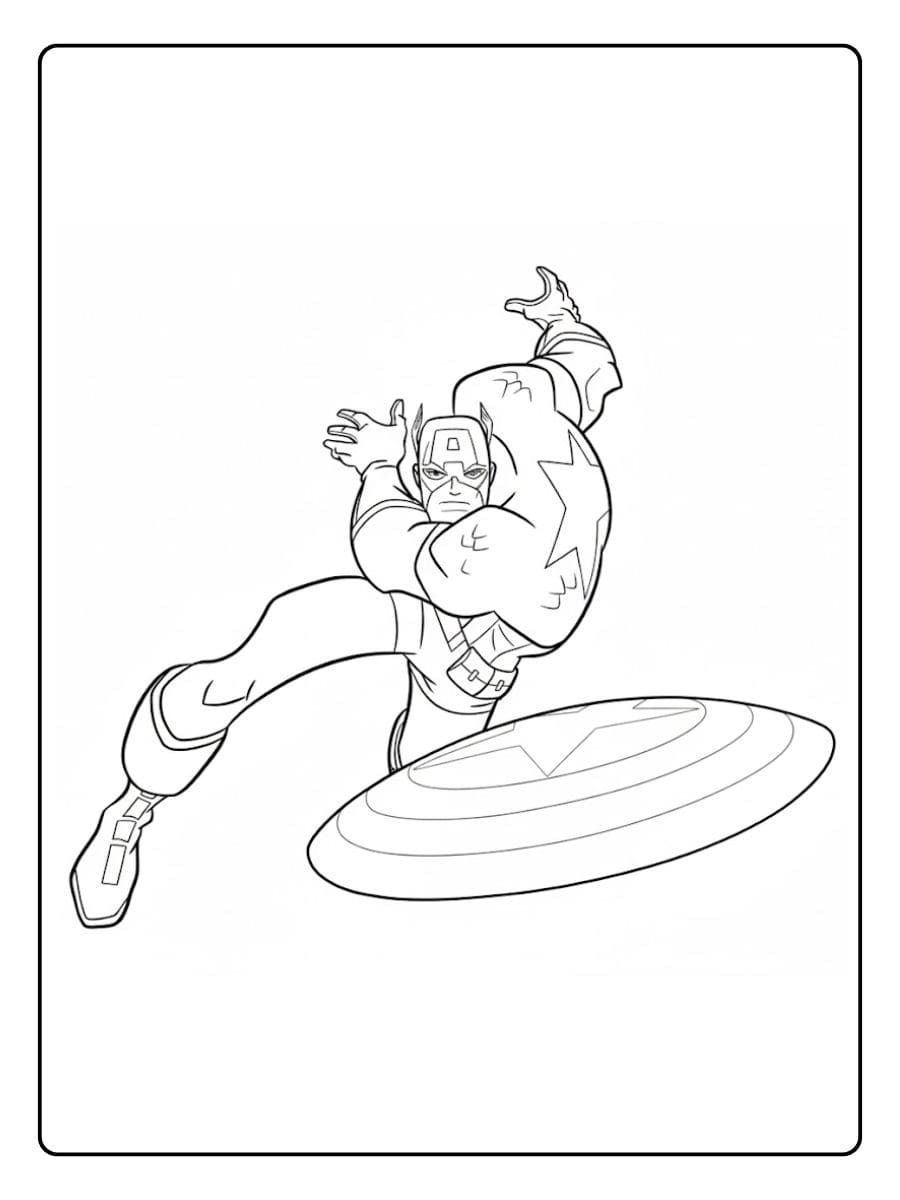 Dessin Captain America coloriage facile, contours épais