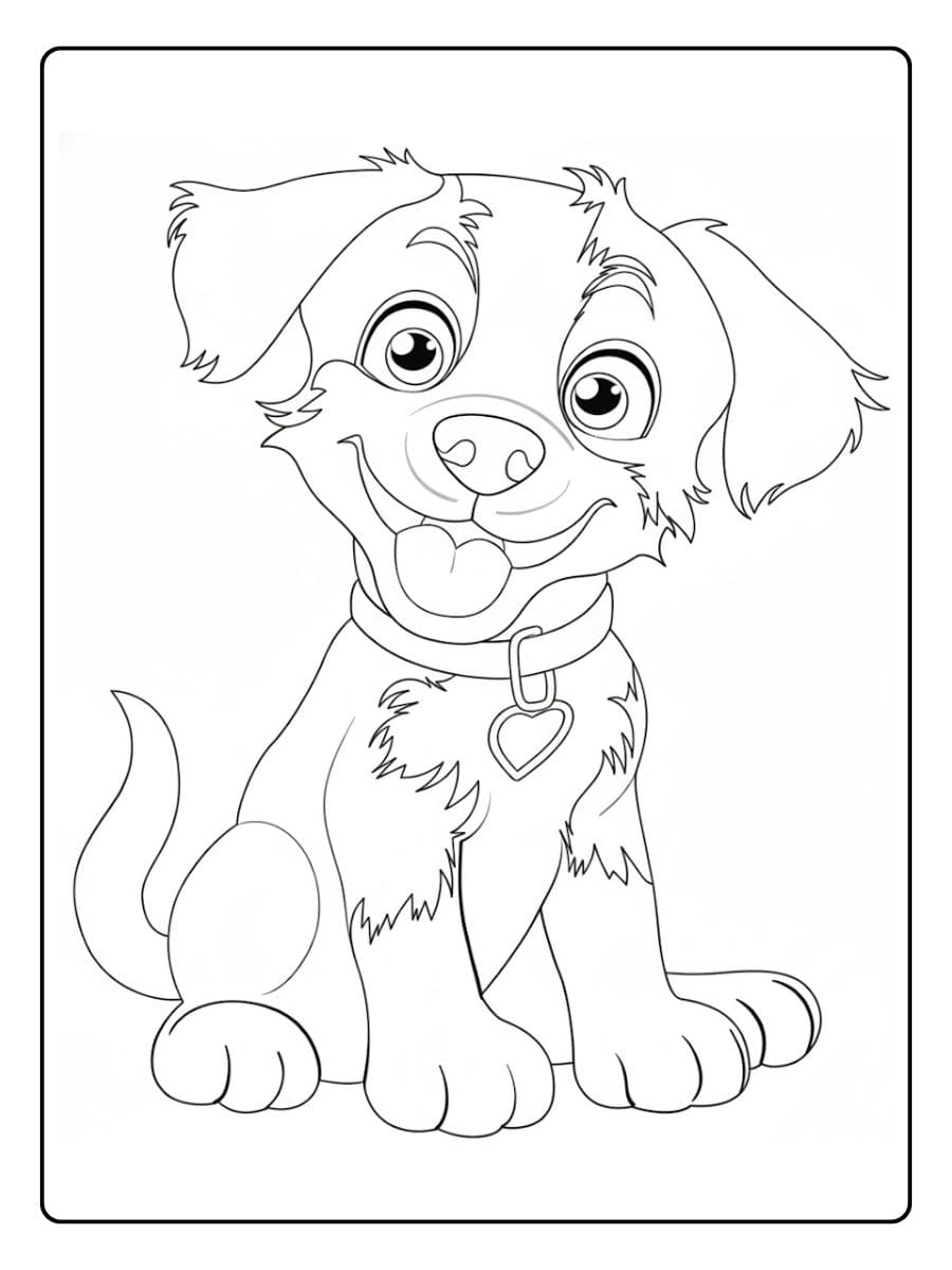 Dessin Simple Coloriage Chien pour Enfants