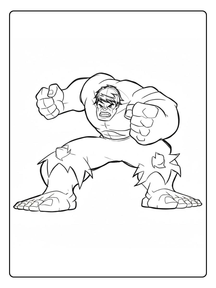 Dessin Simple de Hulk à Colorier