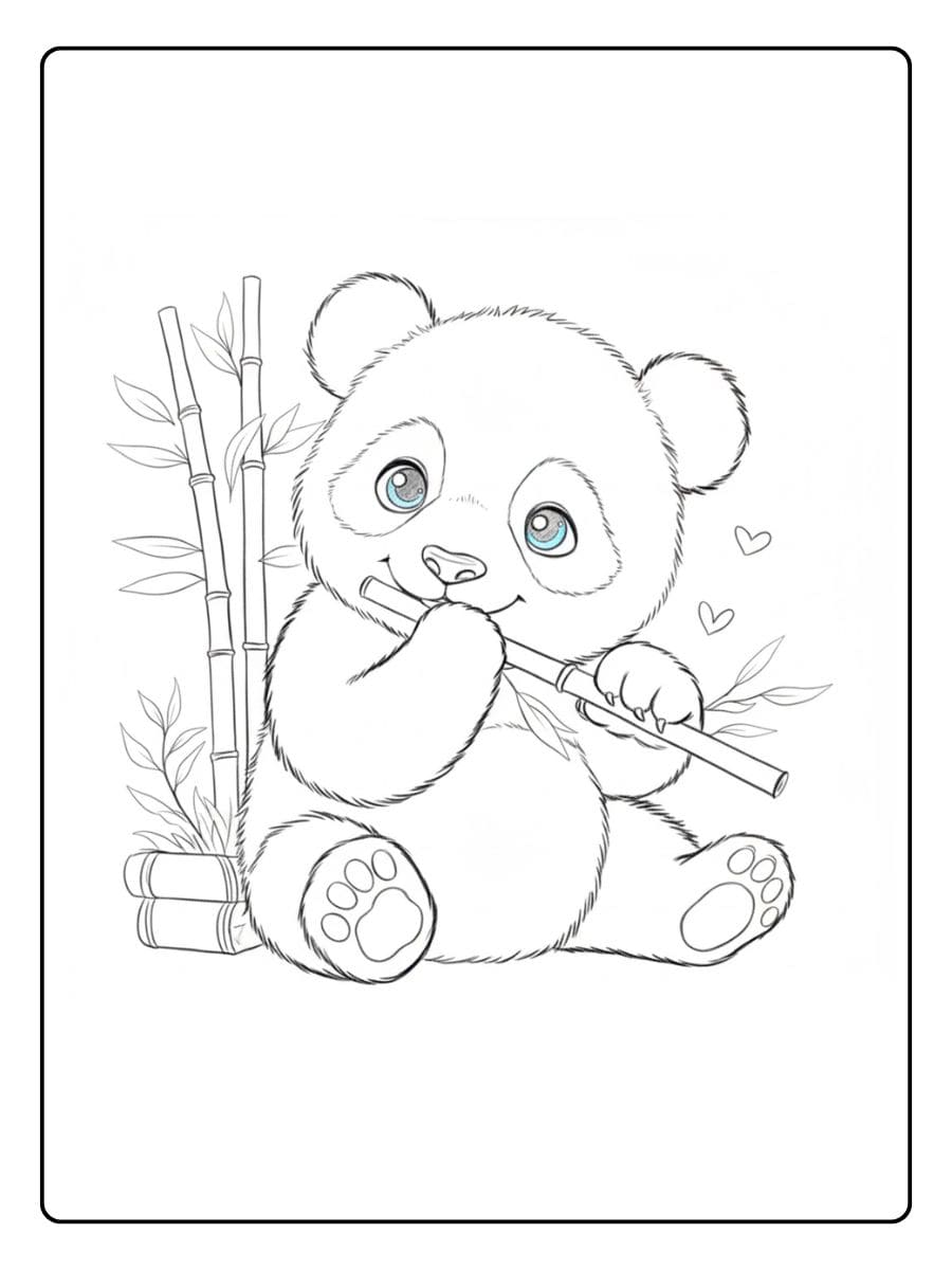 Dessin au Trait Épais Coloriage Panda Joyeux