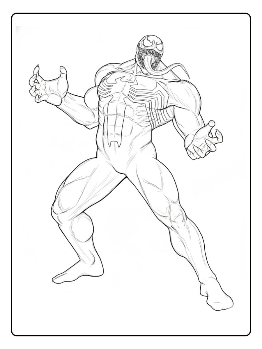 Dessin au Trait de Venom Idéal pour Coloriage