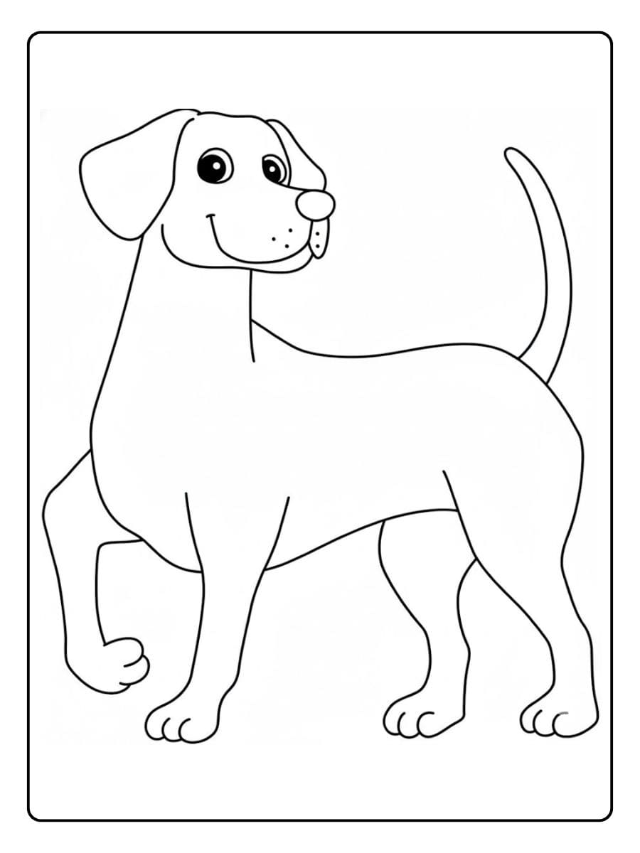 Dessin de Chien à Colorier Facile