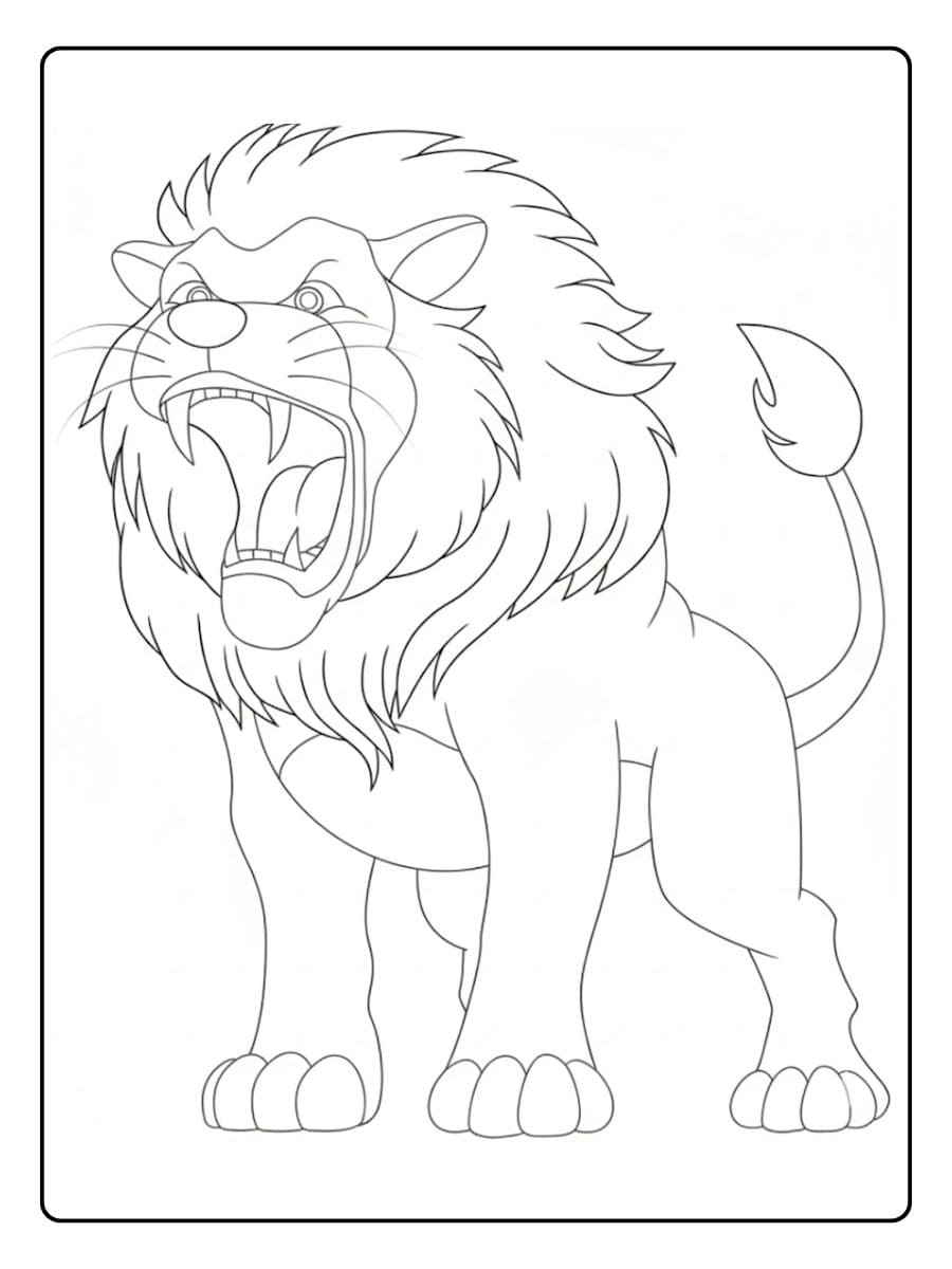 Dessin de Lion à Colorier Contour Épais