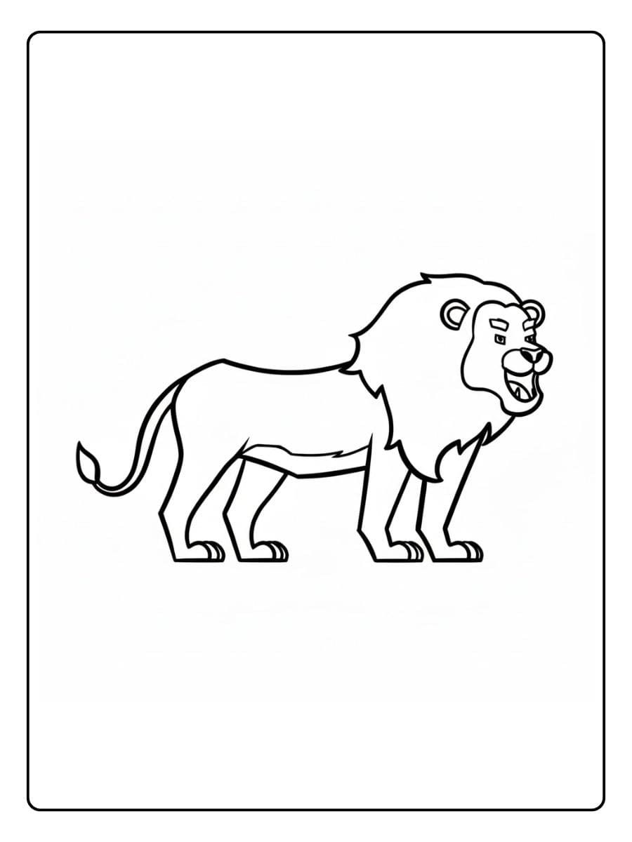 Dessin de contour simple de lion Coloriage Lion