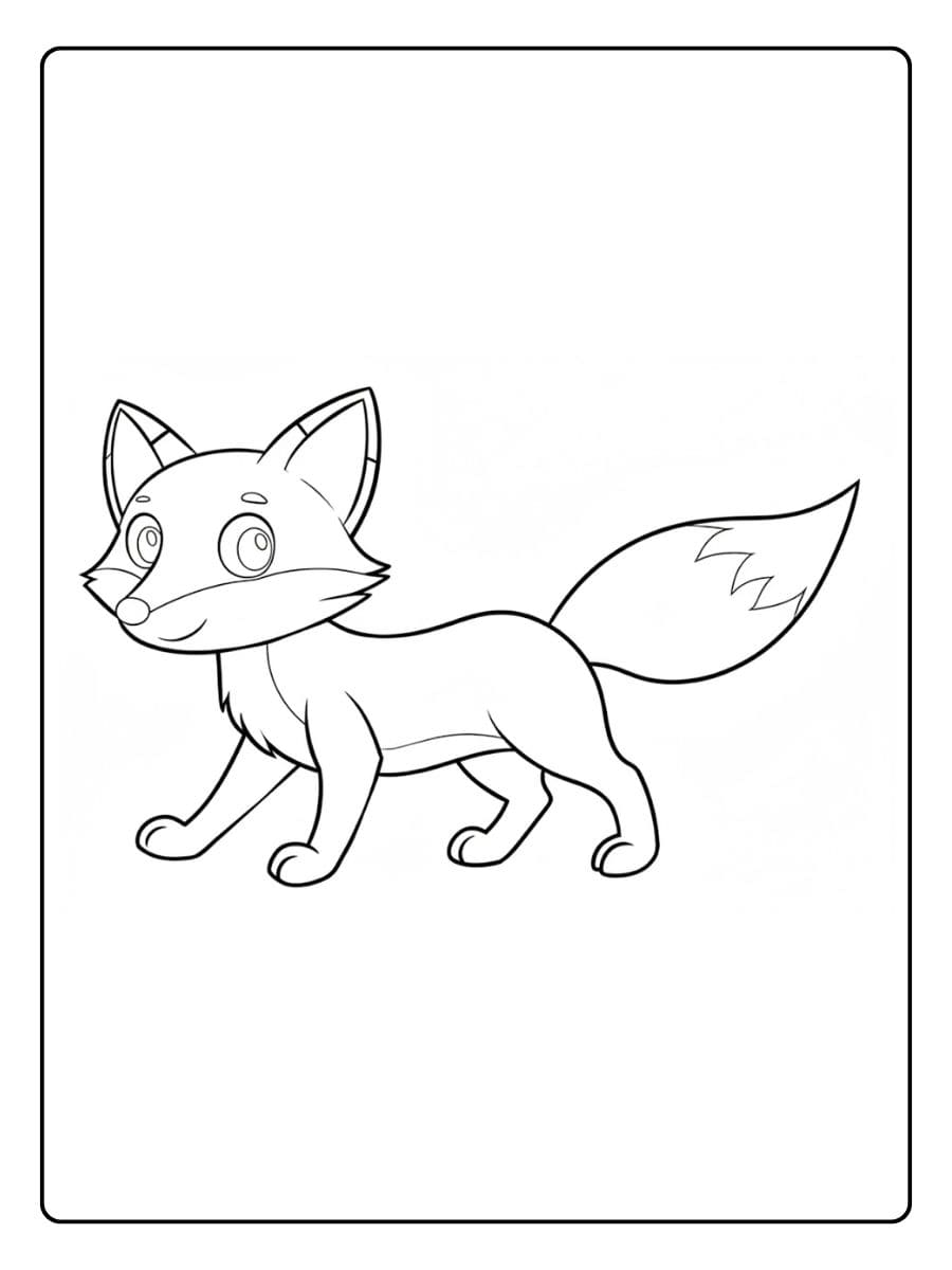 Dessin de renard à colorier, contour épais