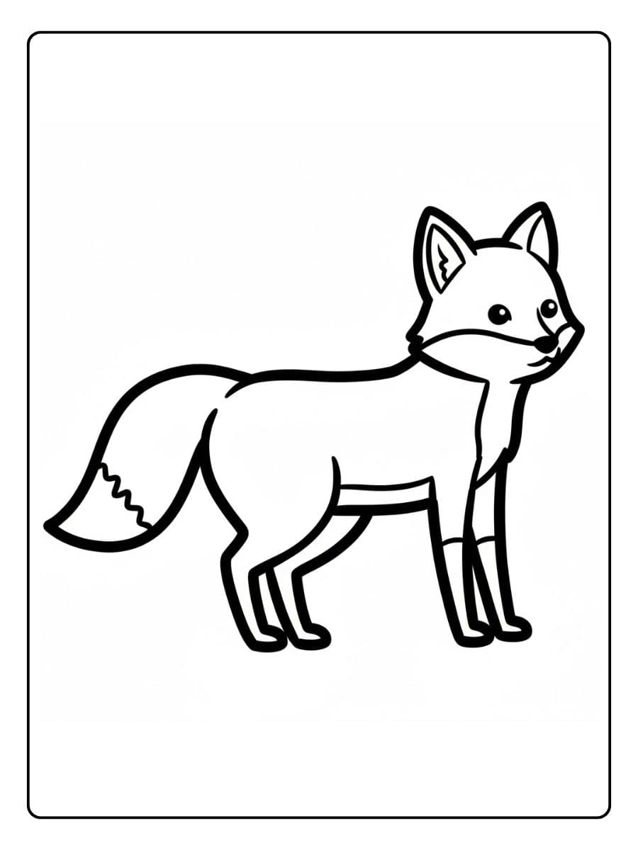 Dessin renard contour noir et blanc facile