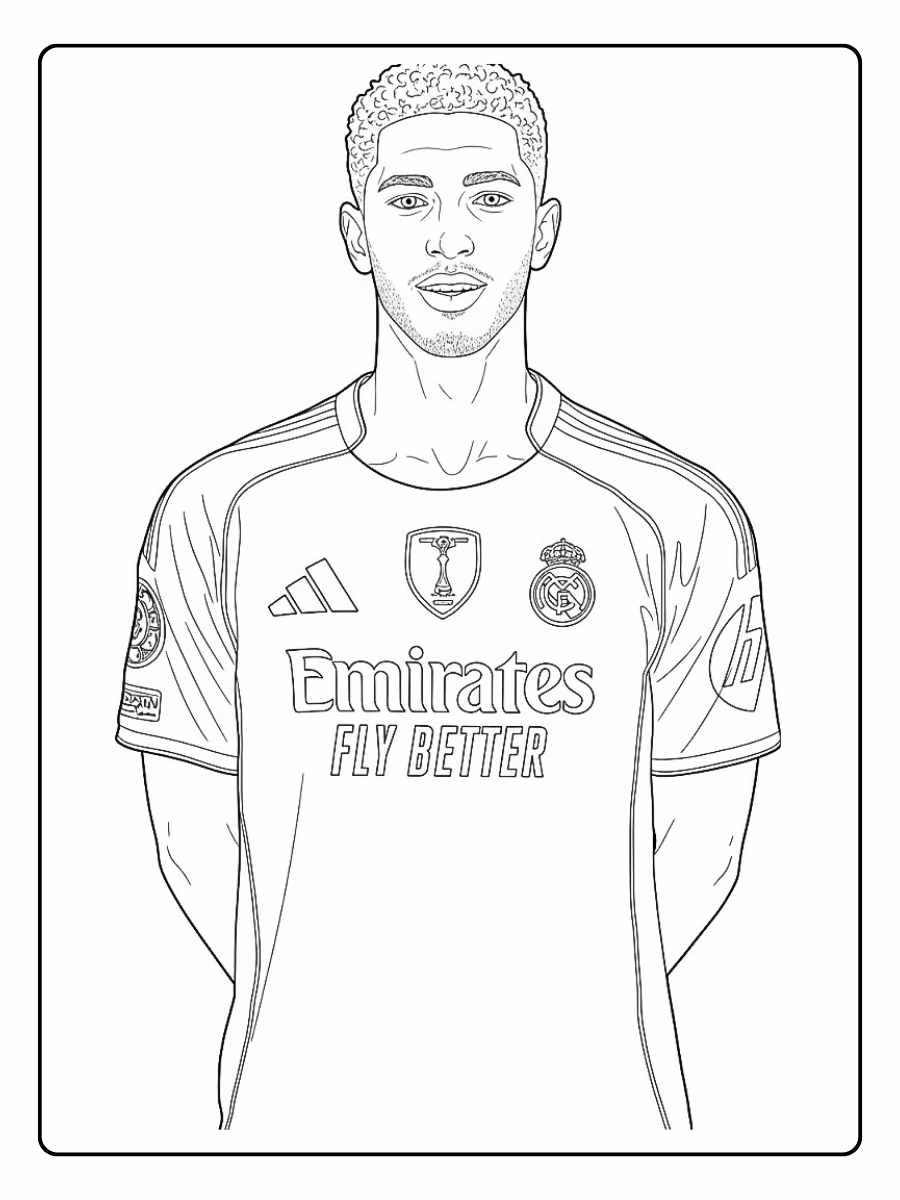 Jude Bellingham coloriage regard levé, moment d’émotion