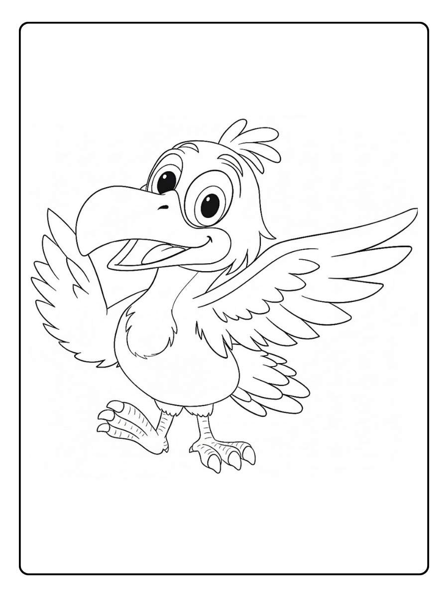 Oiseau coloriage oiseau cartoon debout style amusant