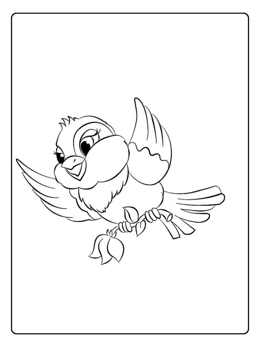 Oiseau coloriage oiseau cartoon en vol style enfantin