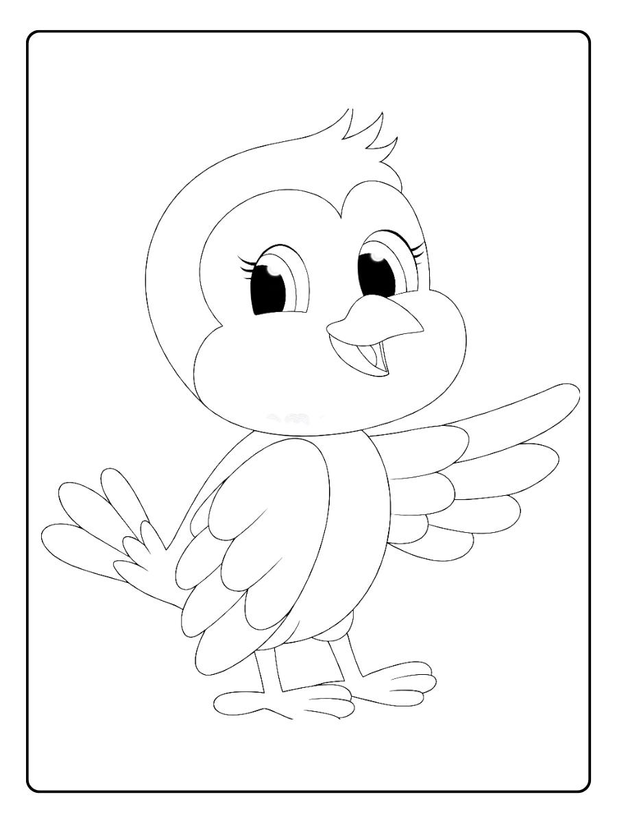 Oiseau coloriage oiseau debout avec ailes légèrement ouvertes