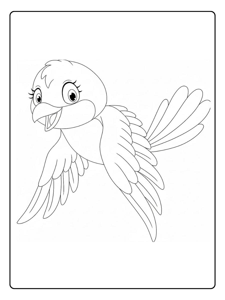 Oiseau coloriage oiseau en mouvement ailes largement déployées