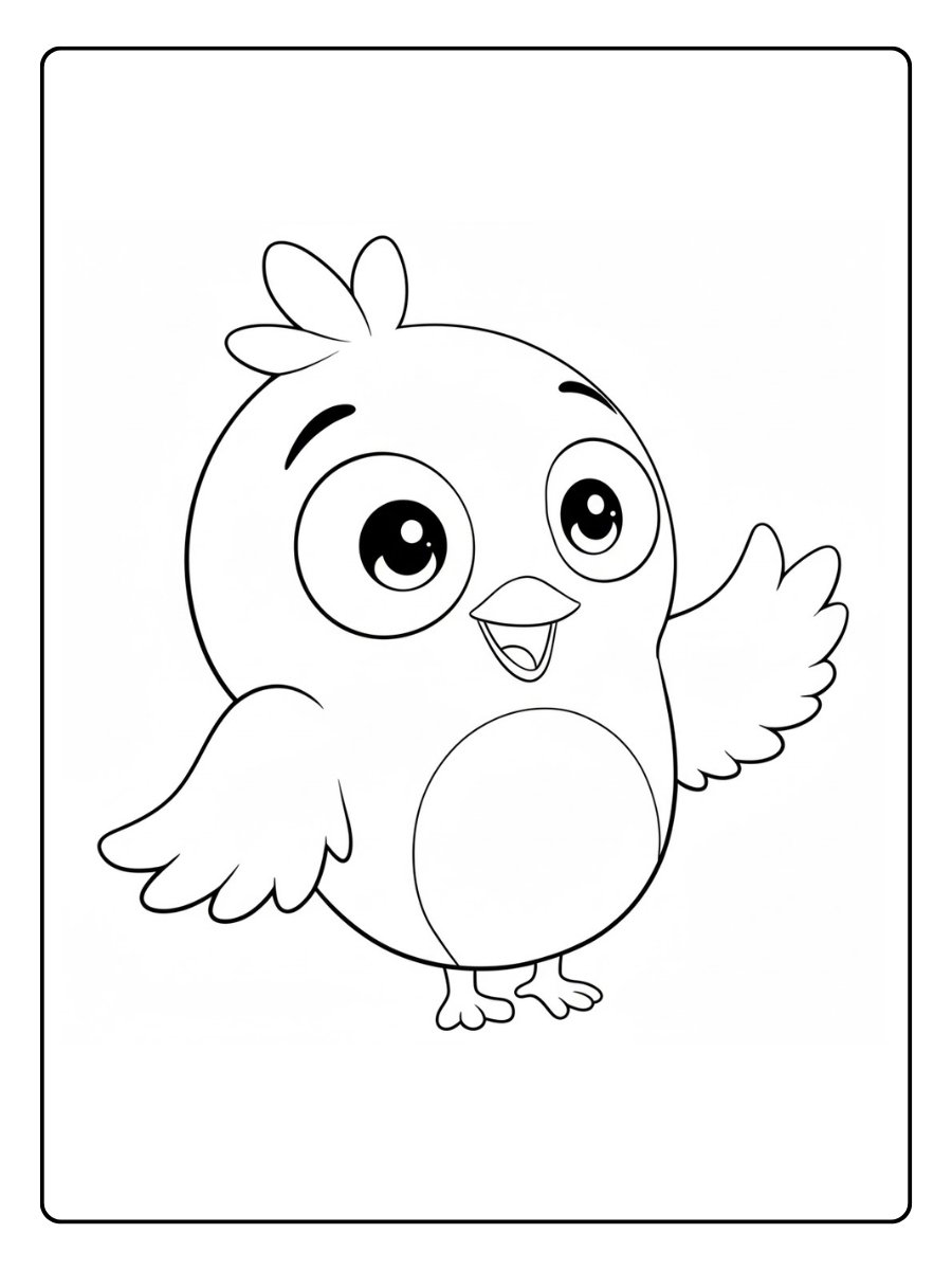 Oiseau coloriage petit oiseau mignon debout et souriant