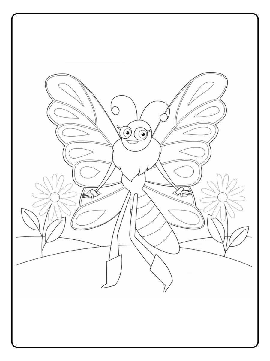 Papillons coloriage papillon féerique dans un décor floral