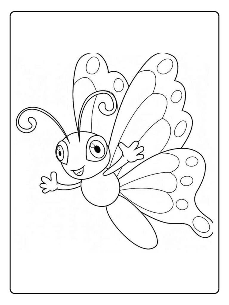 Coloriage Gratuit à Imprimer – Dessins à Colorier PDF & PNG 141 Papillons coloriage papillon mignon avec motifs arrondis