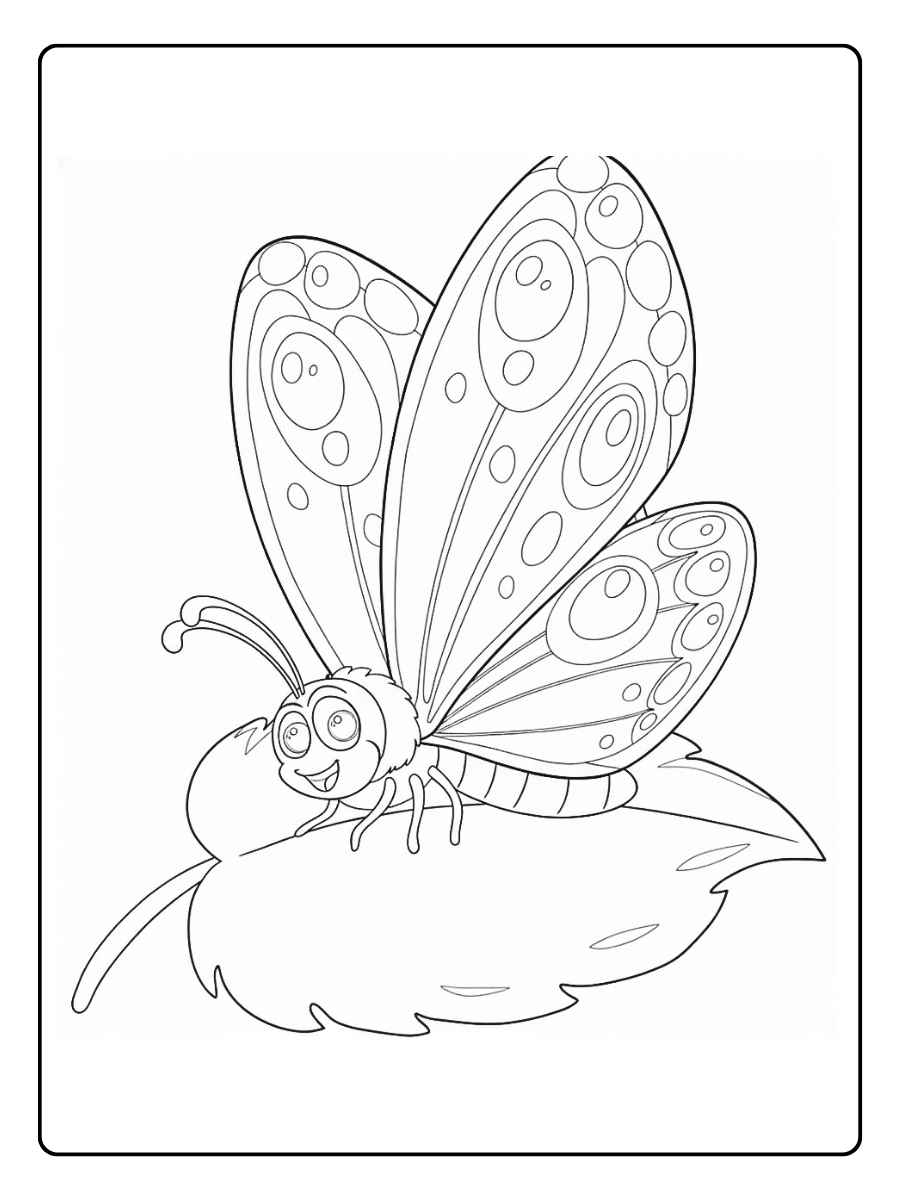 Papillons coloriage papillon posé sur une feuille