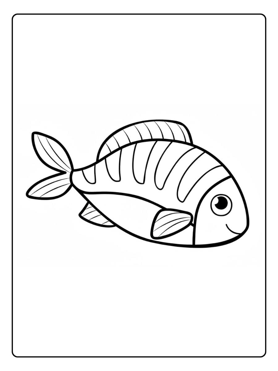 Poisson Coloriage Simple et Grand Trait