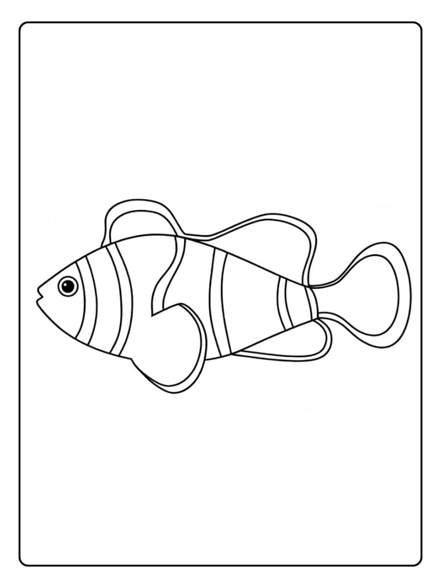 Poisson clown Coloriage Simple
