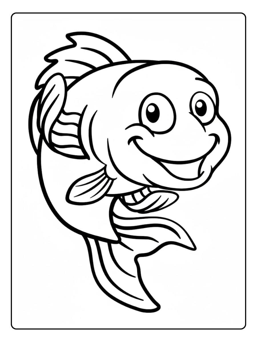 Poisson coloriage mignon et joyeux