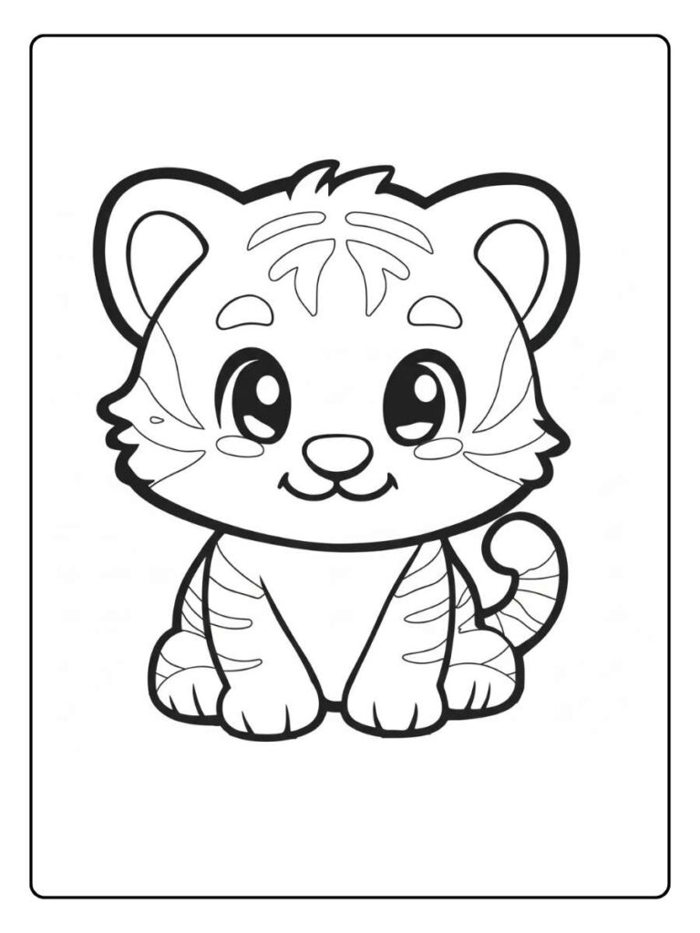 Coloriage Gratuit à Imprimer – Dessins à Colorier PDF & PNG 140 Tigre coloriage bébé tigre cartoon souriant